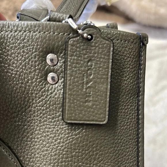 Coach Green Leather Tote with Embossed Logo - Picture 6 of 10
